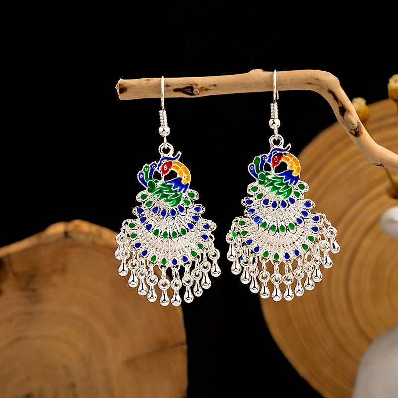 Wholesale Blue Peacock Alloy Earrings